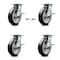 Service Caster 8 Inch Rubber on Aluminum Caster Set with Roller Bearing 4 Brake 2 Swivel Lock SCC-35S820-RAR-SLB-BSL-2-SLB-2 - alternate 1